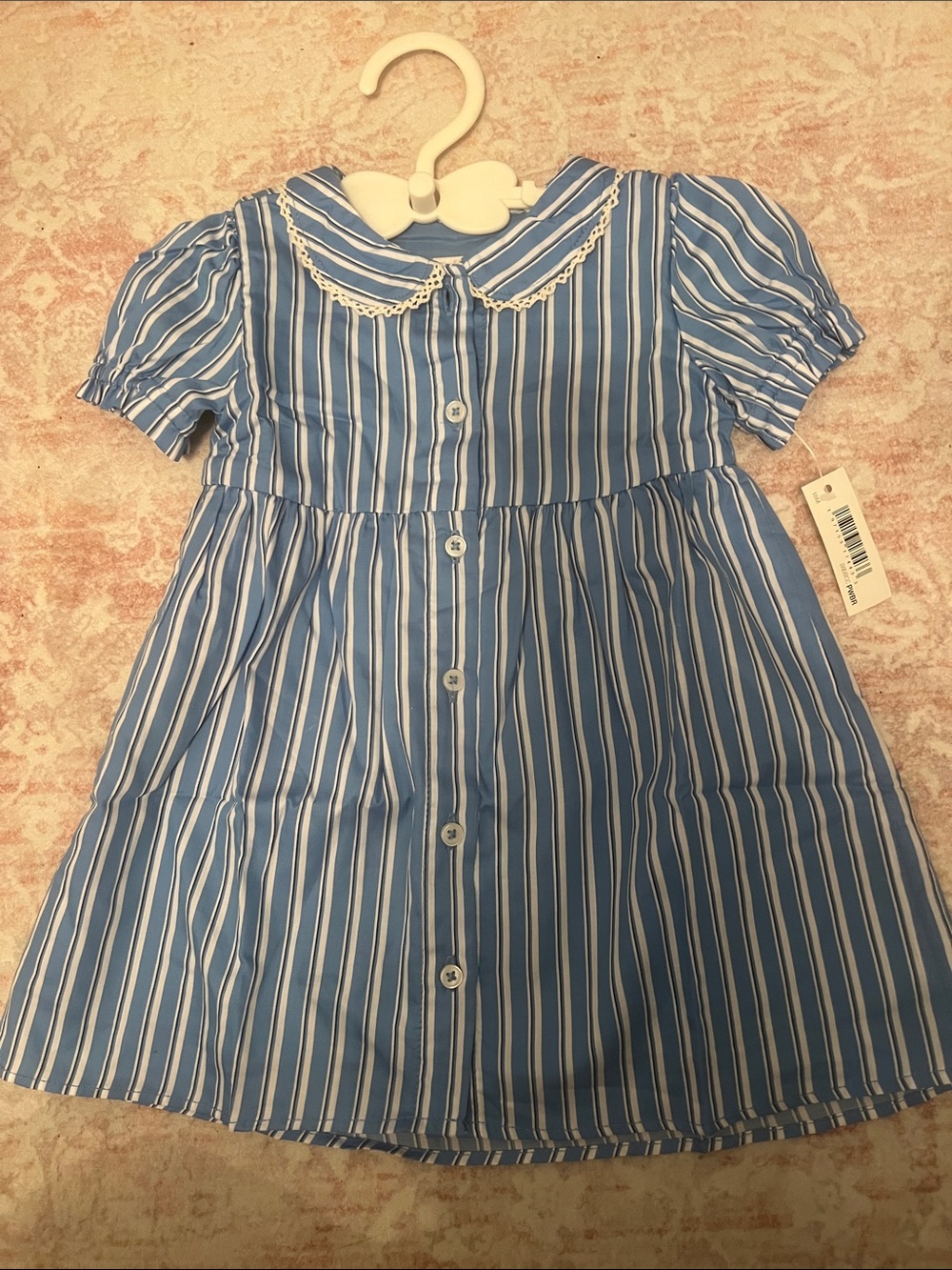 NWT Blue & white striped cotton dress with Peter Pan collar- preppy- old money - Picture 7 of 8
